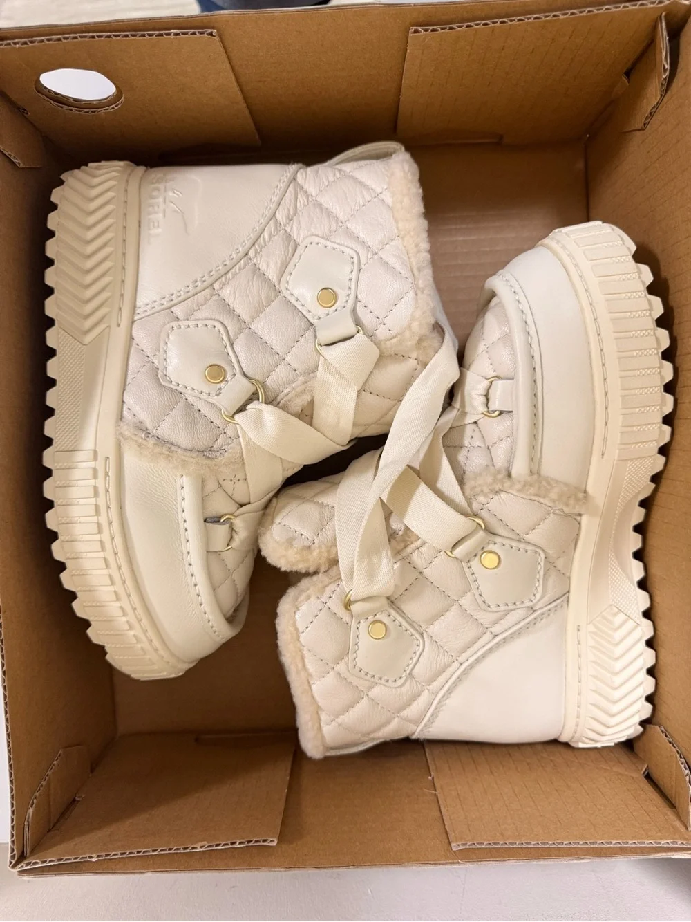 Sorel Quilted Faux-Shearling Winter Boot - Cream